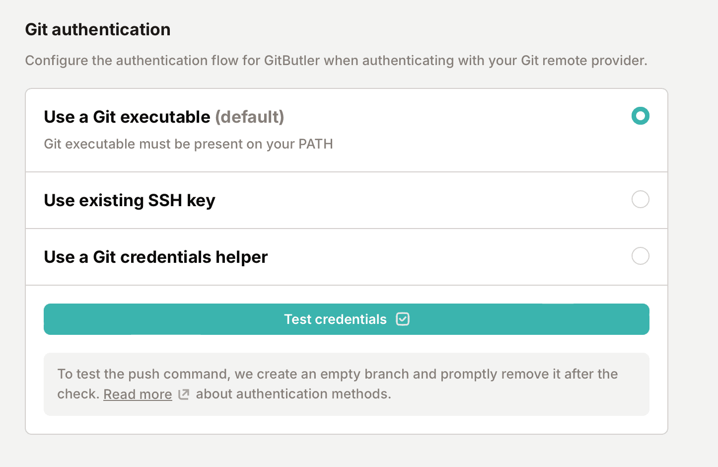 Git Authentication Settings